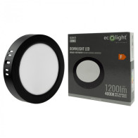 BERGE LED stropné svietidlo na stenu, okrúhle, 12W, 1200lm, čierne, 4000K