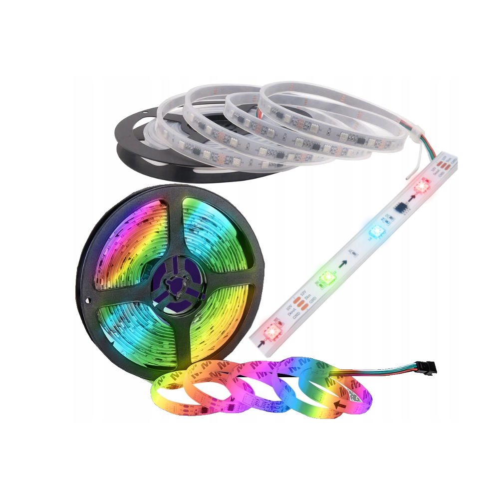 BERGE Digitálny pásik LED - RGB - IP20 - 5m - dúhový efekt