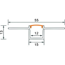 ECOLIGHT Hliníkový profil do sadrokartónu 2m, elox + opálové tienidlo + 2x krytky