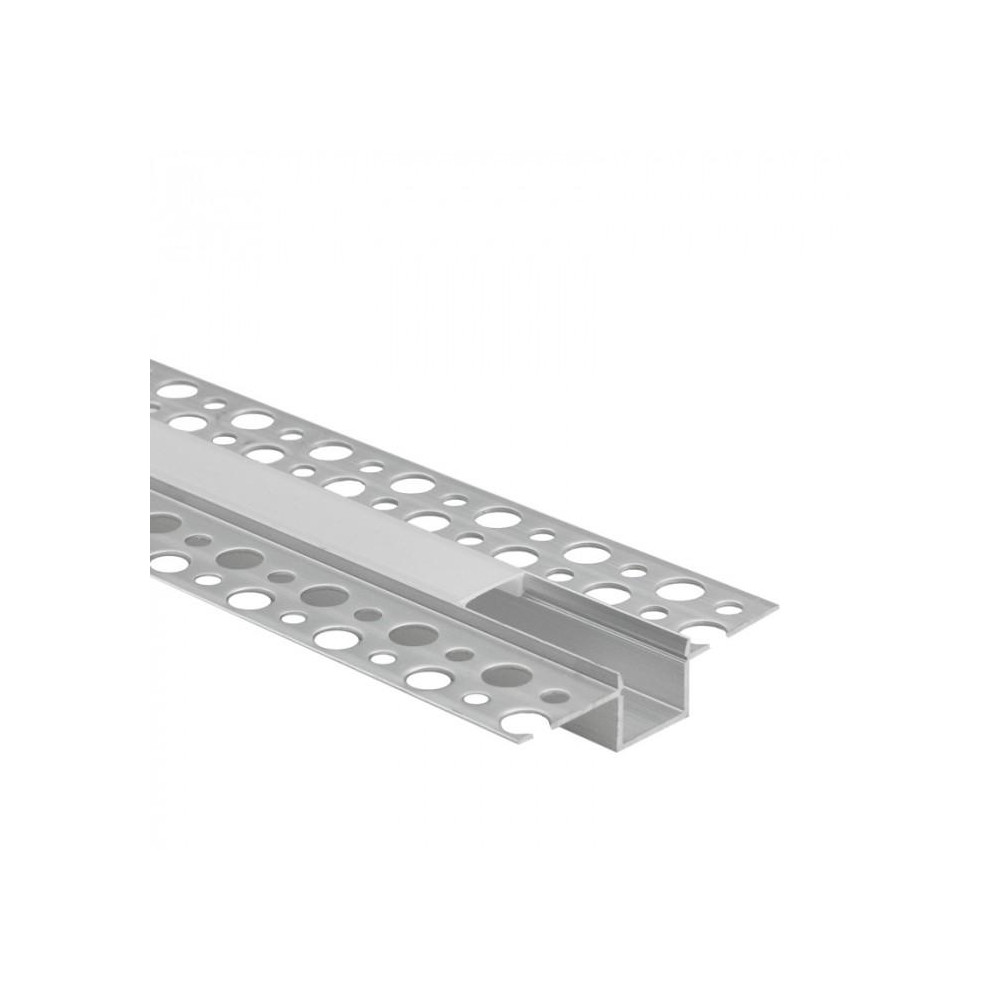 ECOLIGHT Hliníkový profil do sadrokartónu 2m, elox + opálové tienidlo + 2x krytky