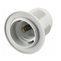 BERGE Objímka na lampu so závitom E27, plastová, biela, hladká, objímka + golier