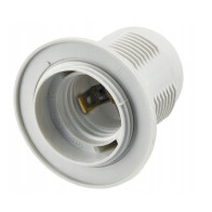 BERGE Objímka na lampu so závitom E27, plastová, biela, hladká, objímka + golier