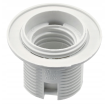 BERGE Objímka na lampu so závitom E27, plastová, biela, hladká, objímka + golier