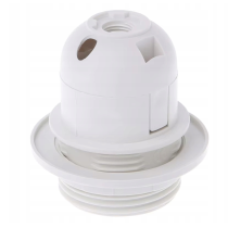 BERGE Objímka na lampu so závitom E27, plastová, biela, hladká, objímka + golier