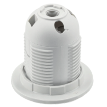 BERGE Objímka na lampu so závitom E27, plastová, biela, hladká, objímka + golier