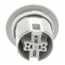 BERGE Objímka na lampu so závitom E27, plastová, biela, hladká, objímka + golier