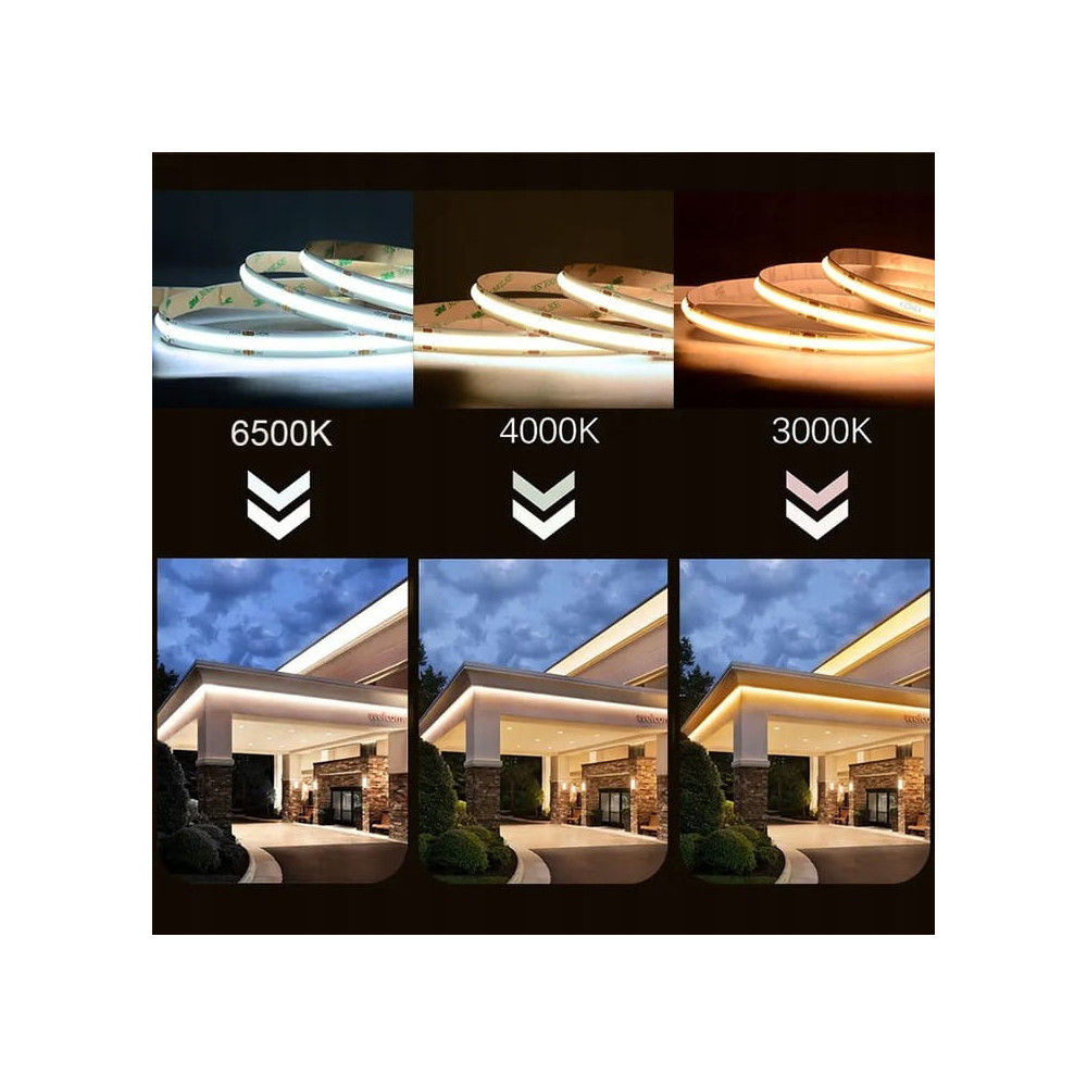 ECOLIGHT LED pásik COB - 10W/m - 12V - IP20 - 5m - teplá biela