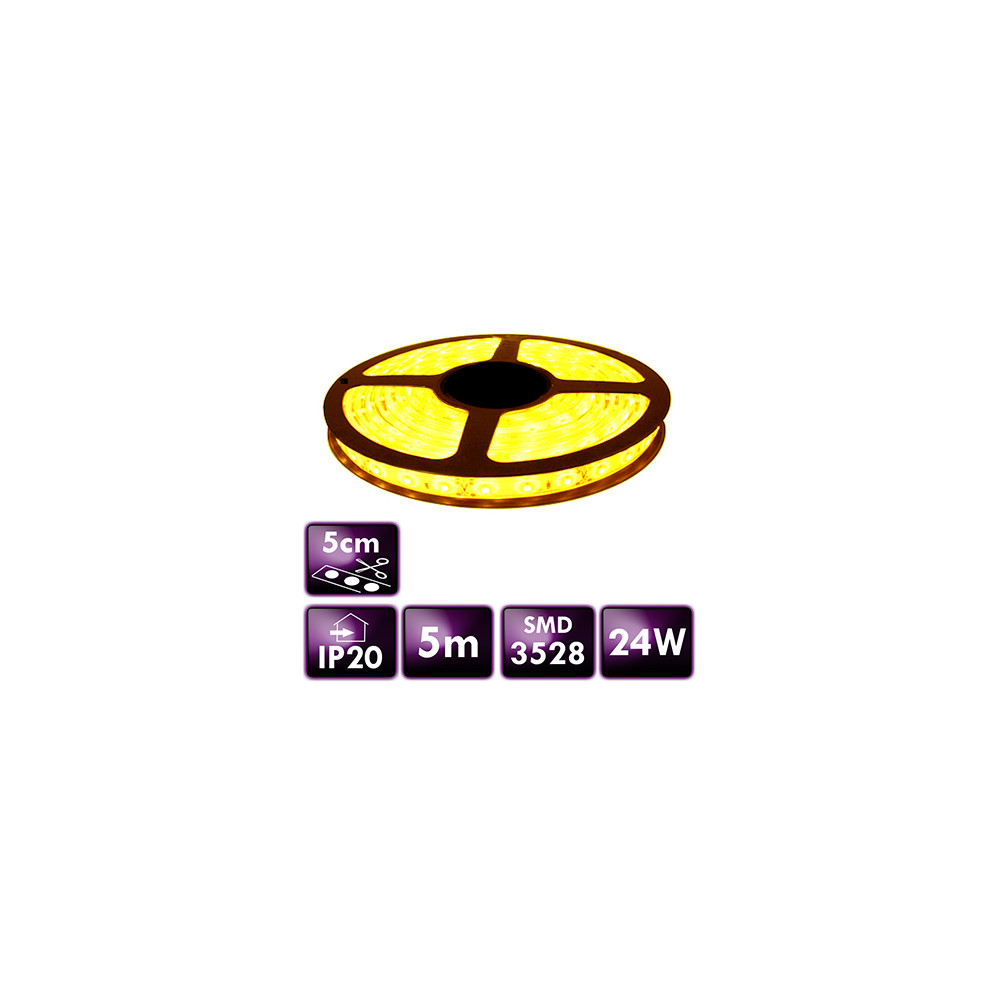 ECOLIGHT LED pásik - SMD 2835 - 5m - 60LED/m - 4,8W/m - IP20 - žltá