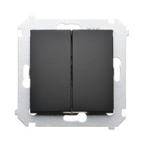 Kontakt Simon - Striedavý prepínač dvojitý SIMON54 DW6/2.01/X/49, radenie č. 6+6 bez pikt., 10AX, skrut. svorky, čierny matný