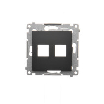 Kontakt Simon - Krytka teleinformačných zásuviek na Keystone plochá dvojitá SIMON54 DKP2.01/49, čierny matný