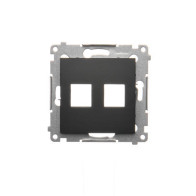 Kontakt Simon - Krytka teleinformačných zásuviek na Keystone plochá dvojitá SIMON54 DKP2.01/49, čierny matný
