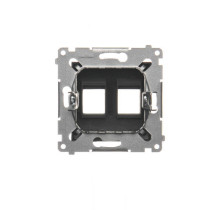 Kontakt Simon - Krytka teleinformačných zásuviek na Keystone plochá dvojitá SIMON54 DKP2.01/49, čierny matný