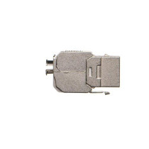 Kontakt Simon - Vklad počítačovej zásuvky RJ45 kat.5e. tienené (FTP) SIMON54 CJ545FM, nerezová oceľ