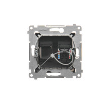 Kontakt Simon - Zásuvka počítačová jednoduchá SIMON54 D61.01/49, RJ45 kat6 s protiprachovou clonou, čierny matný