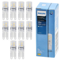 BERGE 10x G9 LED žiarovka PHILIPS 1,9W 25W 220lm teplá biela 3000k sada žiaroviek