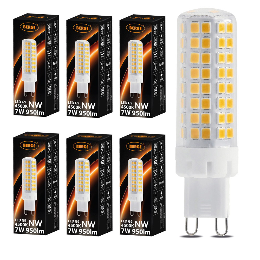 BERGE 6x LED žiarovka G9 7W 950lm - neutrálna farba 4500K