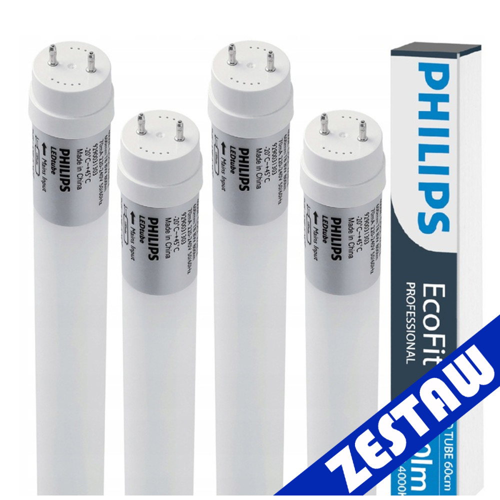 BERGE SADA 4x Philips LED trubica 60cm 9W 900lm 4000K 20 000h T8 EcoFit