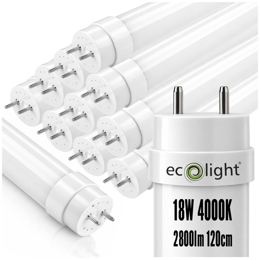 ECOLIGHT SADA 10x LED trubicové svetlo 120cm 18W 2880lm 4000K