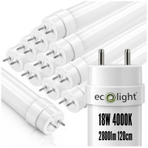 ECOLIGHT SADA 10x LED trubicové svetlo 120cm 18W 2880lm 4000K