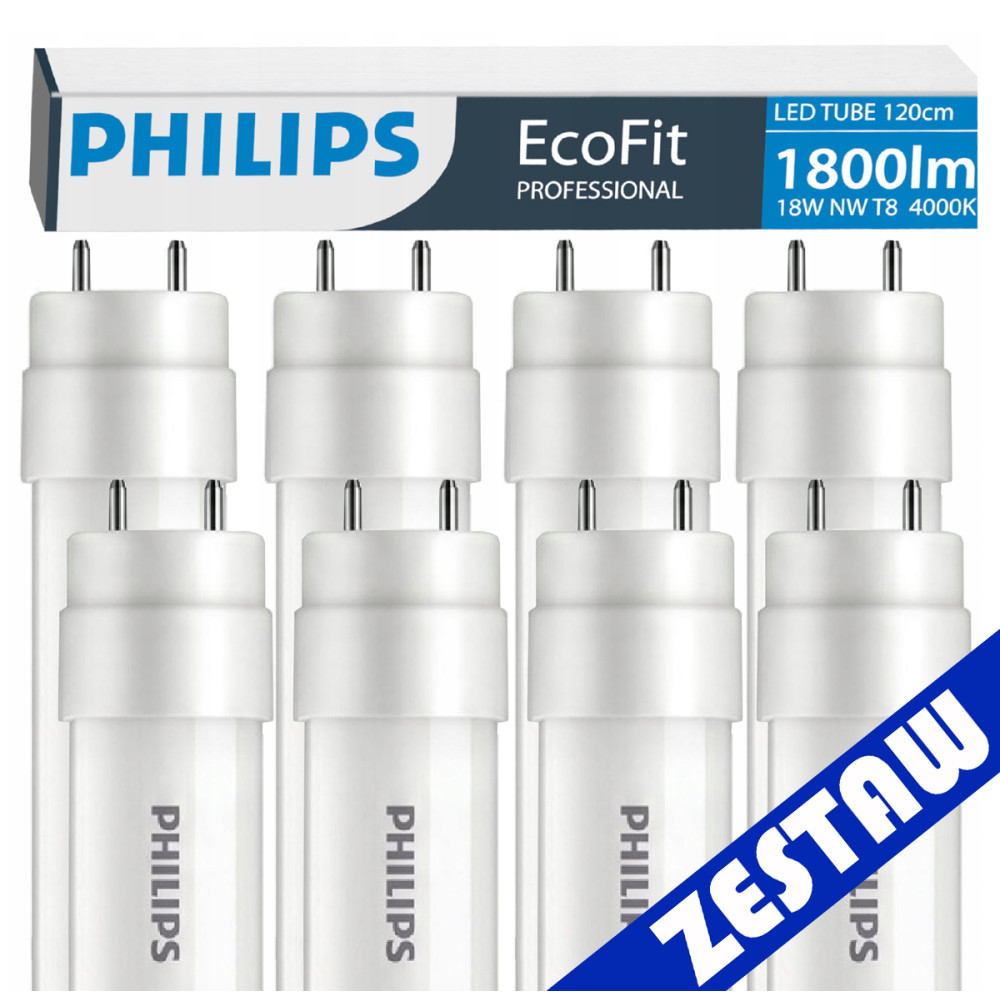 SADA 8 ks LED trubíc Philips 120 cm 17,5W 1800 lm 4000 K 30 000 h EcoFit
