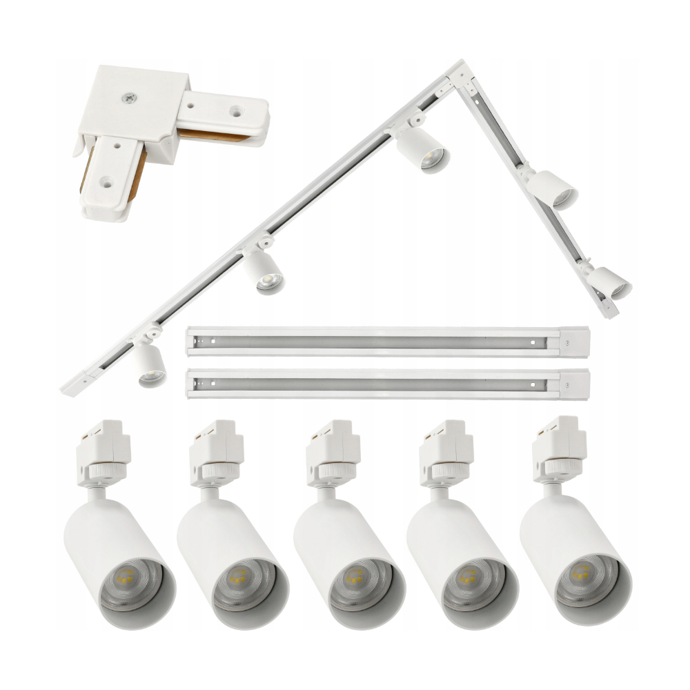 BERGE LED koľajnica 2m + 5x GU10 bodové žiarovky - Sada