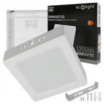 ECOLIGHT LED stropné svietidlo 12W 1200lm prisadené štvorcové svietidlo 4000K