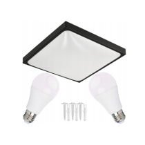 BERGE LED stropné svietidlo 2xE27 štvorcové čierne s LED žiarovkami - Sada