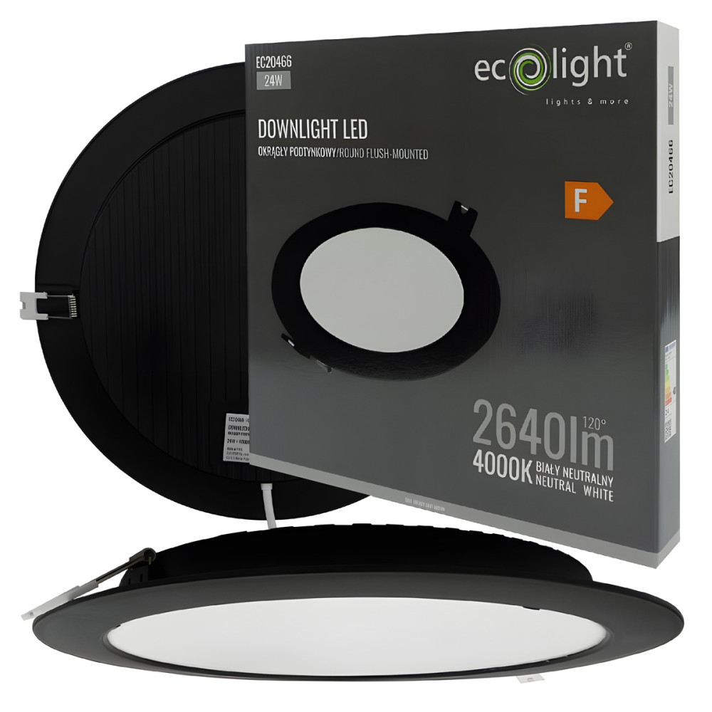 BERGE LED stropné svietidlo zapustené 24W 2640lm 4000K čierne