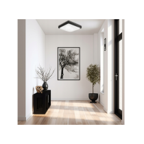 BERGE LED stropné svietidlo 2xE27 štvorcové čierne s LED žiarovkami - Sada