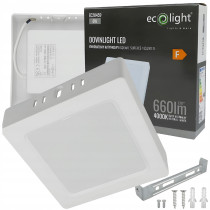 ECOLIGHT Prisadené LED stropné svietidlo štvorcové 6W 4000K 660lm neutrálne