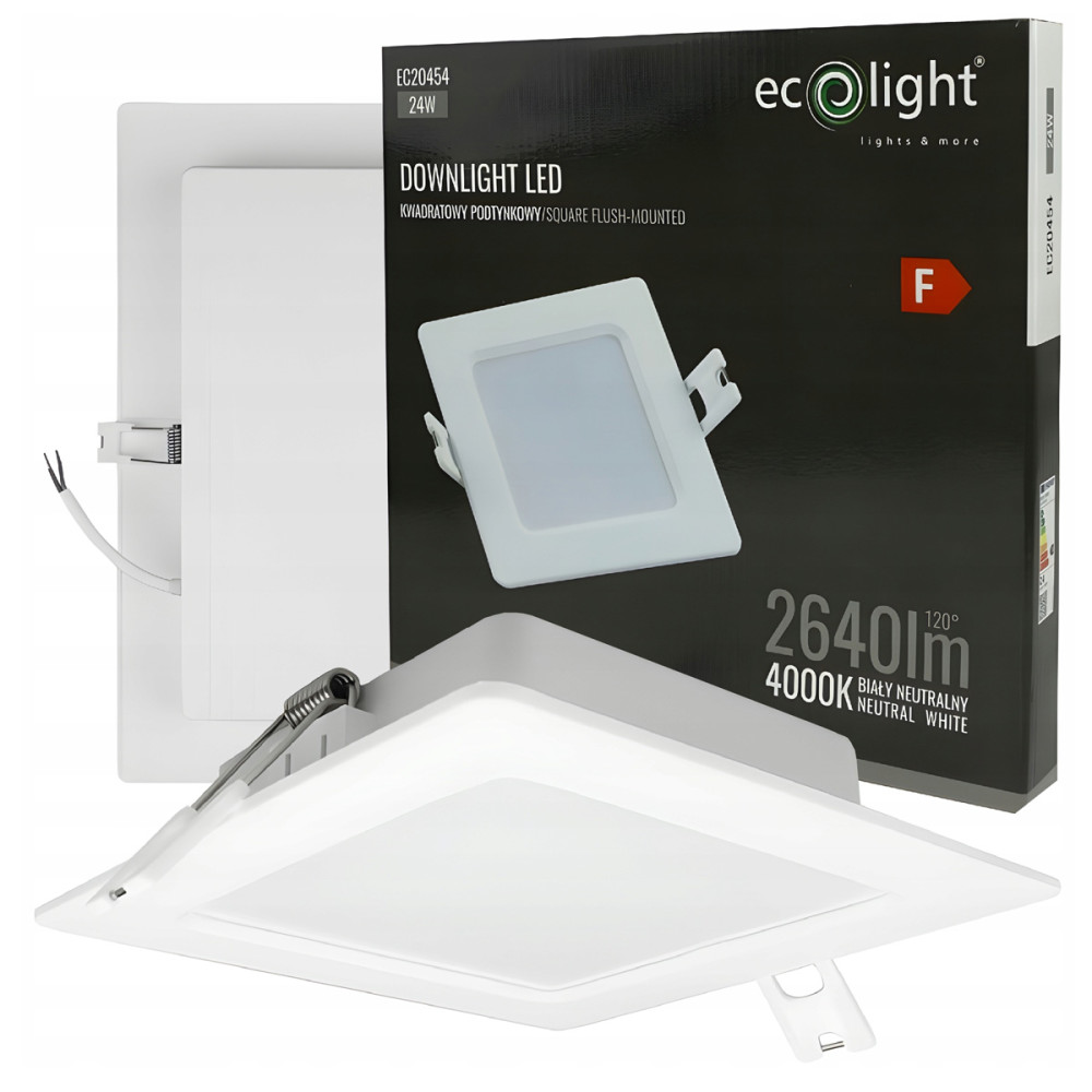 ECOLIGHT Zapustené LED stropné svietidlo 24W 2640lm 4000K biele