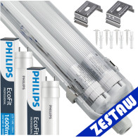 BERGE SADA 2x hermetických svietidiel Philips 128 cm + 4x vodotesných LED trubíc do garáže
