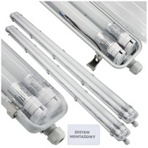 BERGE SADA 2x hermetických svietidiel Philips 128 cm + 4x vodotesných LED trubíc do garáže