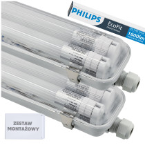 BERGE SADA 2x hermetických svietidiel Philips 128 cm + 4x vodotesných LED trubíc do garáže