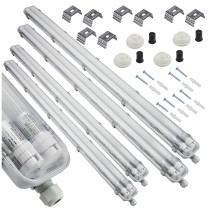 BERGE SADA 4x hermetických svietidiel Philips 128 cm + 8x vodotesných LED trubíc do garáže