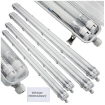 BERGE SADA 4x hermetických svietidiel Philips 128 cm + 8x vodotesných LED trubíc do garáže