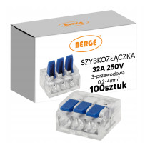 BERGE SADA 100 ks. Rýchlokonektor 3-vodičový rýchlokonektor 32A 0,2-4 mm 4KV Inštalácia 250V