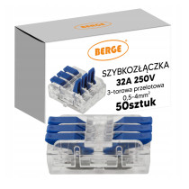 BERGE SADA 50 ks 3-kolíkových 4 mm elektrických rýchlospojok