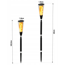 BERGE Solárna LED lampa TORCH Premium IP65 - 65 cm