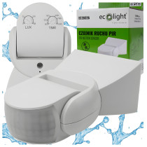 BERGE PIR snímač pohybu, vodotesný, IP65, nastaviteľný vonkajší snímač...