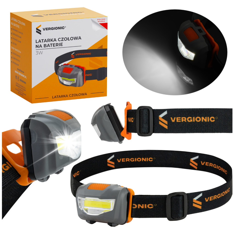 BERGE 3W batériový LED čelovka