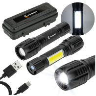 BERGE Výkonná nabíjateľná taktická LED baterka + ZOOM