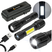 BERGE Výkonná nabíjateľná taktická LED baterka + ZOOM