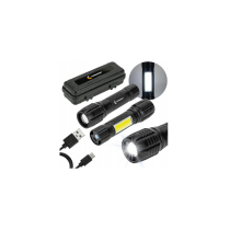 BERGE Výkonná nabíjateľná taktická LED baterka + ZOOM