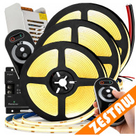 BERGE Sada LED pásikov 15m COB neón 12v 180w silné jasné svetlo napájací zdroj diaľkové ovládanie