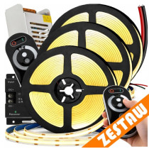 BERGE Sada LED pásikov 15m COB neón 12v 180w silné jasné svetlo napájací zdroj diaľkové ovládanie