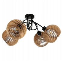 BERGE LED LOFT lampa, špiralová, drevená, 4xe27, do miestnosti, dekoračný drevený luster