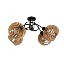 BERGE LED LOFT lampa, špiralová, drevená, 4xe27, do miestnosti, dekoračný drevený luster