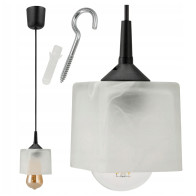 BERGE Stropná závesná lampa lustera 100cm 1xe27 sklenený tyčinidlo v obraze biely