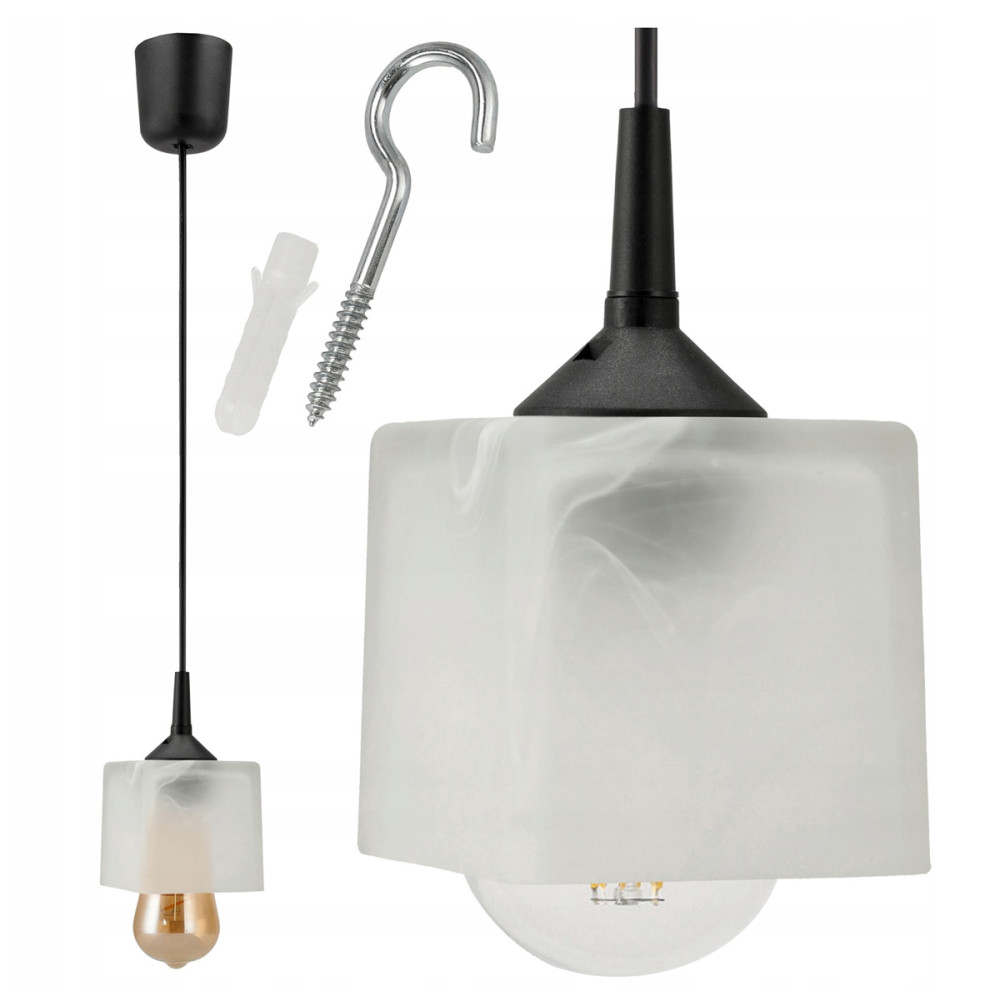 BERGE Stropná závesná lampa lustera 100cm 1xe27 sklenený tyčinidlo v obraze biely